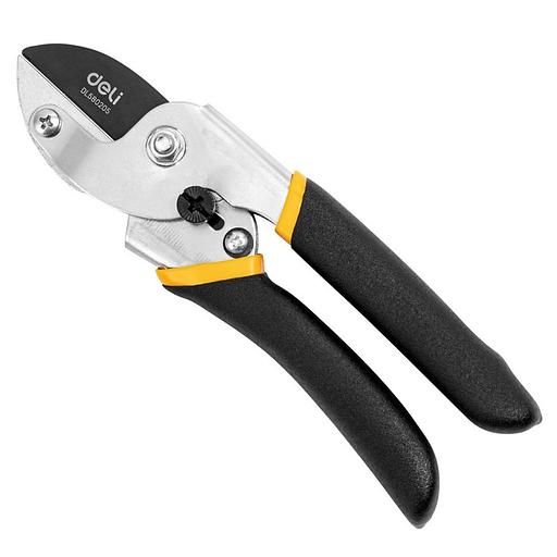 Секатор садовый Deli DL580205 лезвия с тефлоновым покрытием, длина 200мм, макс.диаметр резки 15мм, сталь 55С фото 1