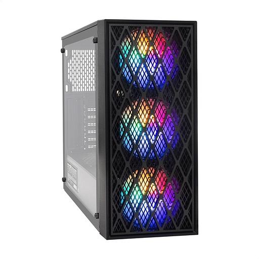 Корпус Miditower ExeGate EVO-8243-NPX700 (ATX, БП 700NPX с вент 12 см, 2*USB+1*USB3.0, черный, 3 вент. с RGB подсветкой, боковая панель - закаленное стекло) фото 1