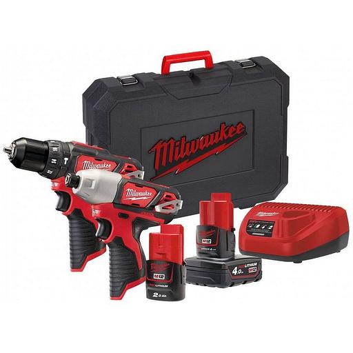 Набор: аккумуляторные дрель-шуруповер и гайковерт Milwaukee 4933443497 M12 BPP2B-421C фото 1