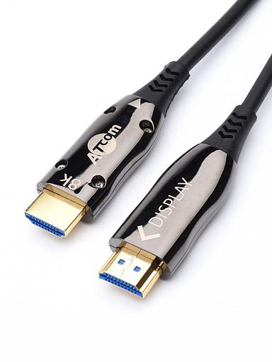 Кабель HDMI 50 м (HIGH speed, Metal gold, Optical) 8K VER 2.1 ATcom HDMI 2.1 (m) - HDMI 2.1 (m) 50 м (AT8875) фото 2
