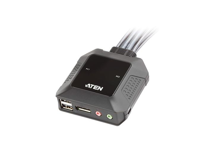 2-портовый, USB, DisplayPort, кабельный KVM-переключатель с пультом удаленного переключения порта, разрешение 2560 x 1600 при 60 Гц ATEN CS22DP фото 3