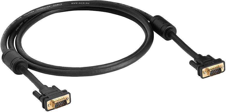 Greenconnect Кабель SVGA 7.0м чёрный, позолоченные контакты, ферритовые кольца, OD8.0mm. 15M / 15M Premium GCR-VM2VM2-7.0m, 28/28 AWG, двойной экран Greenconnect VGA (m) - VGA (m) 7м (GCR-VM2VM2-7.0m) фото 3