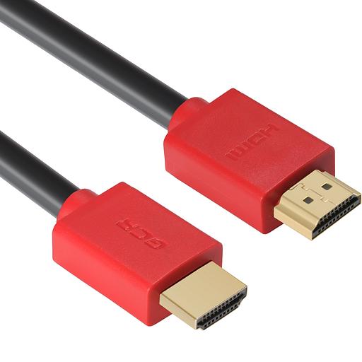 GCR Кабель 2.0m HDMI версия 1.4, черный, красные коннекторы, OD7.3mm, 30/30 AWG, позолоченные контакты, Ethernet 10.2 Гбит/с, 3D, 4K GCR-HM450-2.0m, экран Greenconnect GCR-HM450-2.0m фото 1