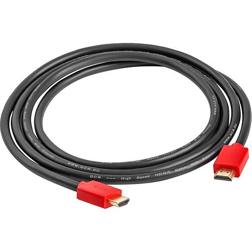 GCR Кабель 2.0m HDMI версия 1.4, черный, красные коннекторы, OD7.3mm, 30/30 AWG, позолоченные контакты, Ethernet 10.2 Гбит/с, 3D, 4K GCR-HM450-2.0m, экран Greenconnect GCR-HM450-2.0m фото 3