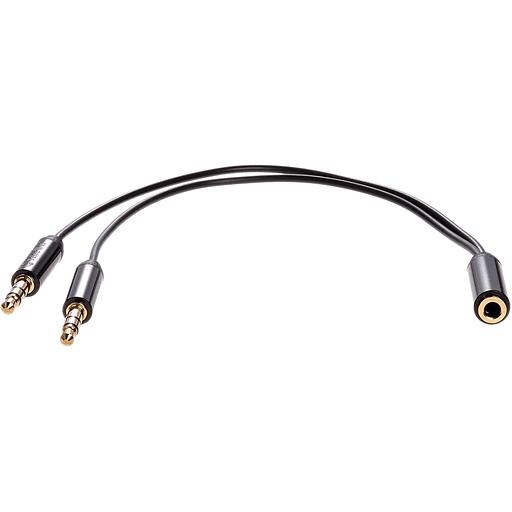 Кабель-адаптер 2*3.5ST(M)/3.5 ST(F), 0.2м, Telecom PRO VCOM Адаптер-переходник Telecom Jack 3.5 mm F/2 x Jack 3.5 mm M (TAV205M-0.2M) фото 1