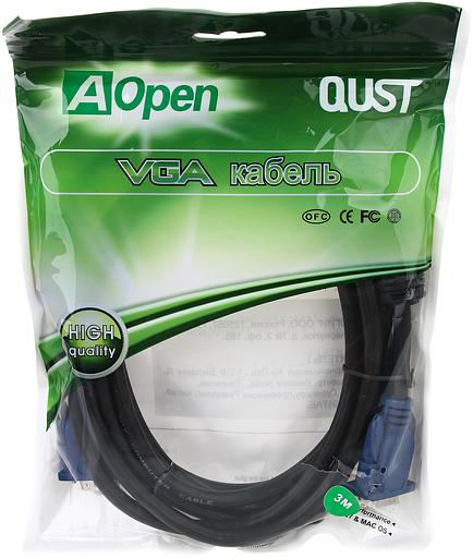 Кабель монитор-SVGA card (15M-15M) 3м 2 фильтра Aopen/Qust VCOM AOpen VGA (m) - VGA (m) 3м (ACG341AD-3M) фото 3