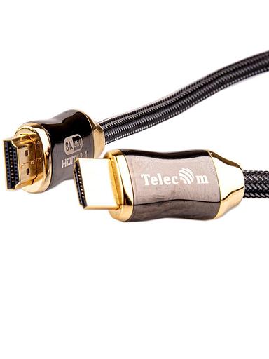 Кабель HDMI 19M/M,ver. 2.1, 8K@60 Hz 0.5m метал разъемы, нейлоновая оплетка Telecom VCOM Telecom HDMI (m) - HDMI (m) 0.5м (TCG300-0.5M) фото 1
