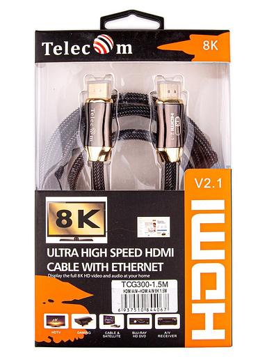 Кабель HDMI 19M/M,ver. 2.1, 8K@60 Hz 1.5m метал разъемы, нейлоновая оплетка Telecom VCOM Telecom HDMI (m) - HDMI (m) 1.5м (TCG300-1.5M) фото 8