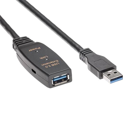 Кабель-адаптер USB3.0-repeater, удлинительный активный Af> 15м Aopen/qust VCOM Кабель AOpen 15 м (ACU827A-15M) фото 1