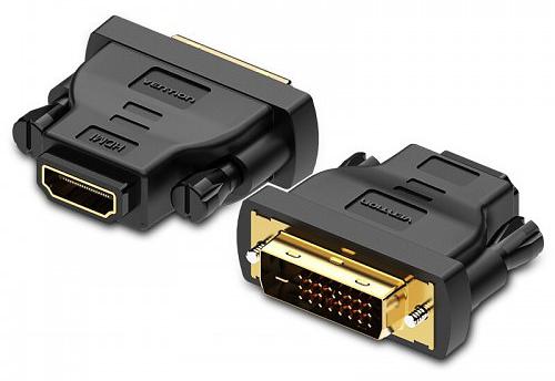Адаптер-переходник Vention DVI 24+1 M/ HDMI 19F Двунаправленный Vention HDMI (f) - DVI-D (m) (AILB0) фото 1