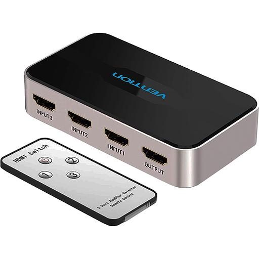 Переключатель (switch) 3x1 Vention HDMI v1.4 Переключатель Vention HDMI v1.4 19F x 3/HDMI 19F/ DC Jack 3.5mm (m) F (AFFH0) фото 3