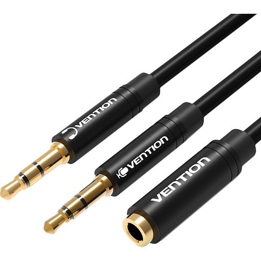 Переходник-разветвитель Vention гибкий Jack 3.5 mm F 4 pin/Jack 3.5 mm M x 2 - 1м Разветвитель Vention mini Jack 3.5 mm F/mini Jack 3.5 mm M x 2 - 1 м (BBDBF) фото 1