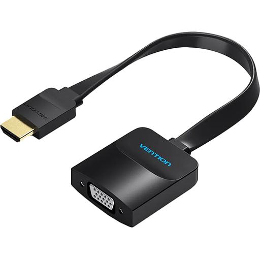 Мультимедиа конвертер Vention HDMI > VGA + аудио, гибкий, плоский Мультимедиа конвертер Vention HDMI 19М/VGA F/mini Jack 3.5 mm F/micro USB 2.0 Type B F (ACKBB) фото 1