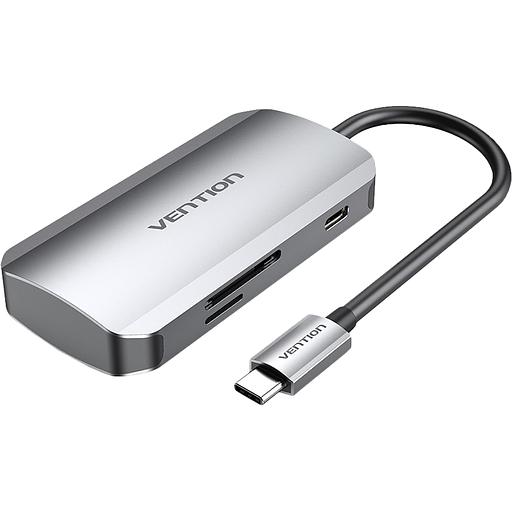 Мультифункциональный хаб Vention USB-C > USB 3.0x3/SD/TF/PD Мультифункциональный хаб Vention USB 3.1 M/USB 3.0 F x 3/USB Type C F/TF F/SD F (TNHHB) фото 1