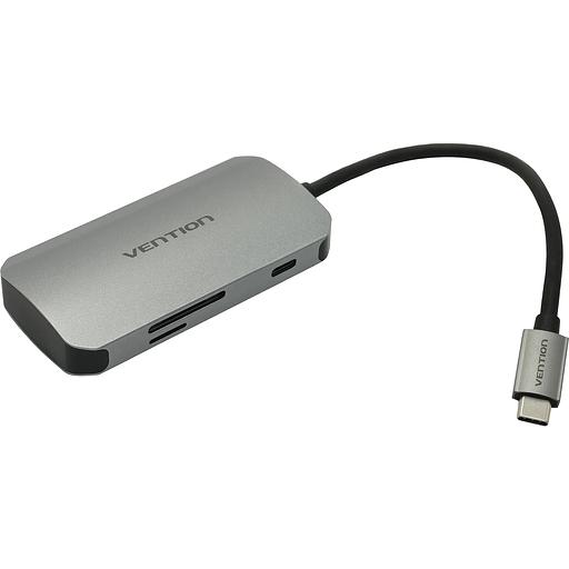 Мультифункциональный хаб Vention USB-C > USB 3.0x3/SD/TF/PD Мультифункциональный хаб Vention USB 3.1 M/USB 3.0 F x 3/USB Type C F/TF F/SD F (TNHHB) фото 2