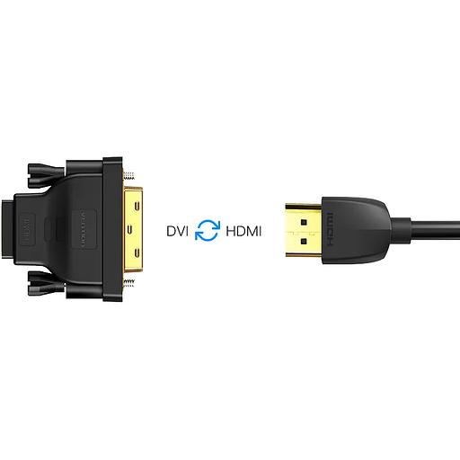 Адаптер-переходник Vention DVI 24+1 M/ HDMI 19F Адаптер-переходник Vention DVI 24+1M/HDMI 19F (ECDB0) фото 3