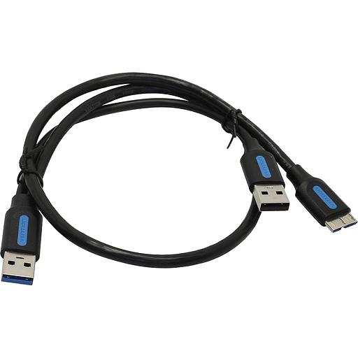 Кабель Vention USB 3.0 AM/micro B, USB 2.0 AM - 0.5м Кабель Vention USB 3.0 AM/Micro-B, USB 2.0 AM - 0.5 м (CQPBD) фото 3