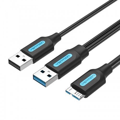 Кабель Vention USB 3.0 AM/micro B, USB 2.0 AM - 1м Vention USB 3.0 AM / micro B, USB 2.0 AM (CQPBF) фото 1