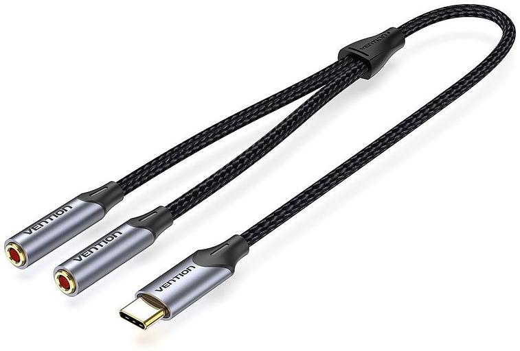 Переходник-разветвитель Vention гибкий USB-C M/Jack 3.5 mm F x 2 - 0.3м Vention гибкий USB-C M / Jack 3.5 mm F x 2 - 0.3м (BGNHY) фото 1