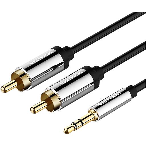 Кабель Vention аудио Jack 3,5 mm M/2RCA M - 1,5м Черный Кабель Vention 2RCA(m)/mini jack 3.5 mm(m) - 1.5 м (P550AC150-S) фото 1