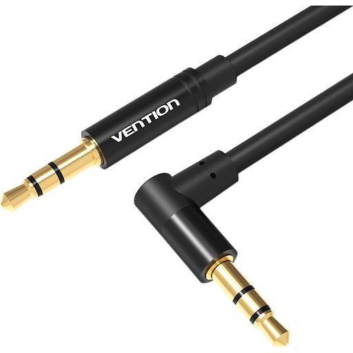 Кабель Vention аудио Jack 3,5 mm M/Jack 3,5 mm M угол 90 - 1м Черный Кабель Vention mini jack 3.5 mm(m)/mini jack 3.5 mm(m) - 1 м (BAKBF-T) фото 1