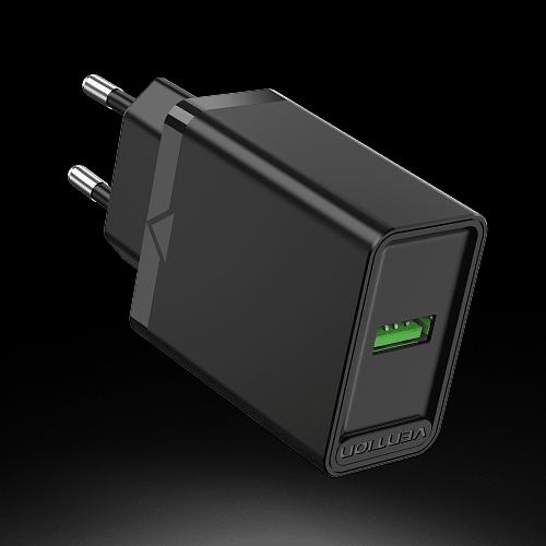 Сетевое зарядное устройство Vention на 1 порт USB A QC 3.0 2.4A Черный Сетевое зарядное устройство Vention на 1 порт USB A QC 3.0 2.4A (FABB0-EU) фото 1