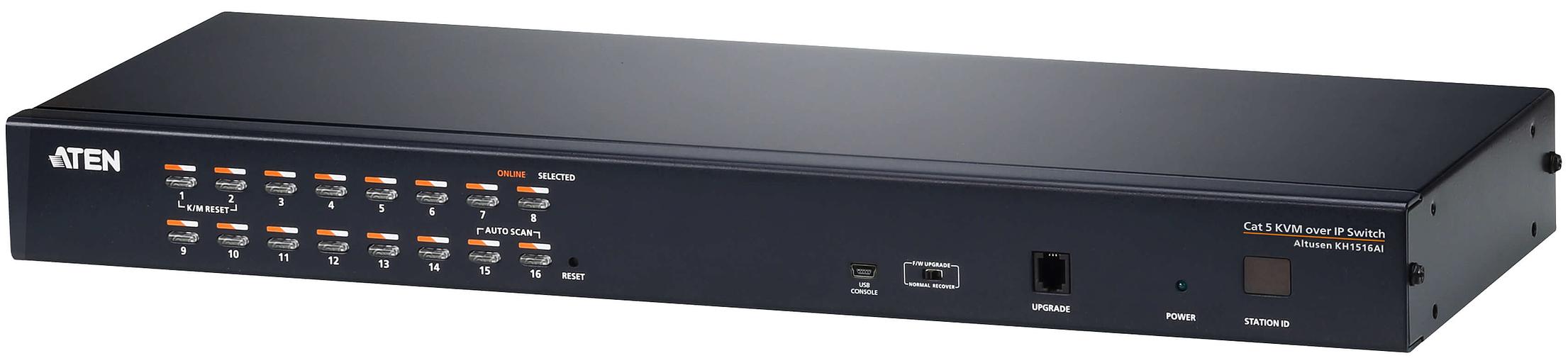 Переключатель KVM, 1 local user PS2+VGA+1 IP user => 16 cpu (PS2/USB/Sun+VGA)/RS232, без шнуров ATEN KH1516AI фото 1