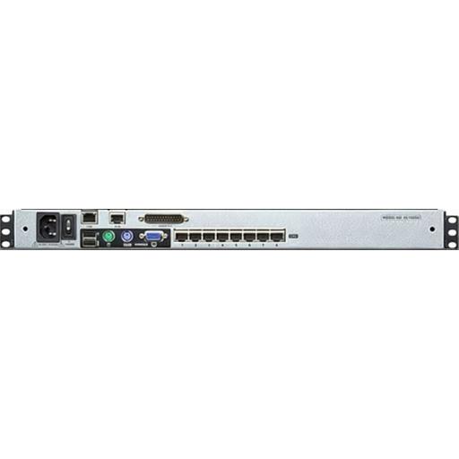 Переключатель консоли электронный, 8 портов PS/2, ж/к экран 17", клав. рус/лат.(Макс. разрешение 1280*1024, макс.частота верт. развертки 75Hz, зерно 0.264*0.264мм, якрость 300кд/м2) IP доступ ATEN KL1508AiMR фото 3