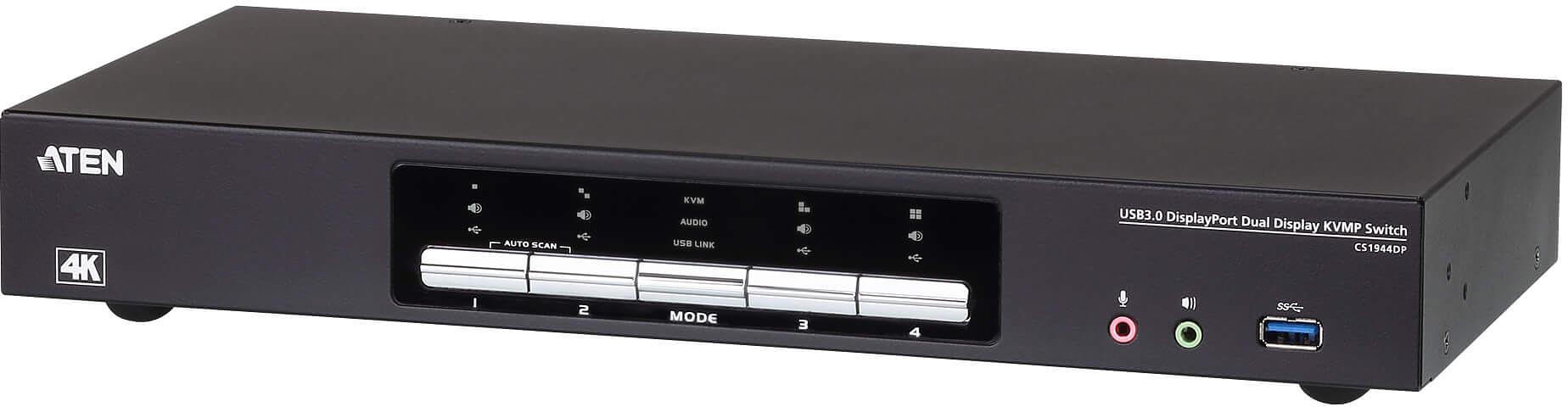 4-портовый переключатель USB 2.0 Mini DisplayPort Dual View, 2 портовый концентратор USB 2.0, поддержка двух дисплеев, USB порт для быстрой закрядки, разрешение 4K/ATEN ATEN CS1944DP фото 1