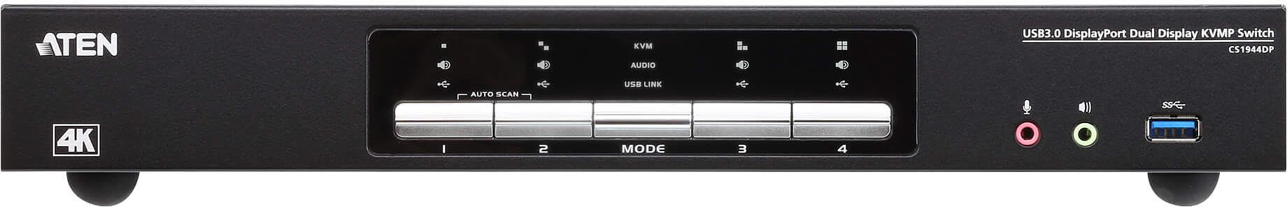 4-портовый переключатель USB 2.0 Mini DisplayPort Dual View, 2 портовый концентратор USB 2.0, поддержка двух дисплеев, USB порт для быстрой закрядки, разрешение 4K/ATEN ATEN CS1944DP фото 2