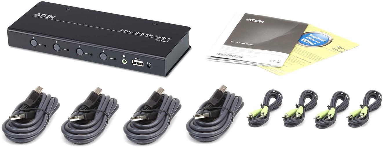 4-портовый USB КМ-переключатель с функцией Boundless Switching (кабели включены) ATEN CS724KM фото 5