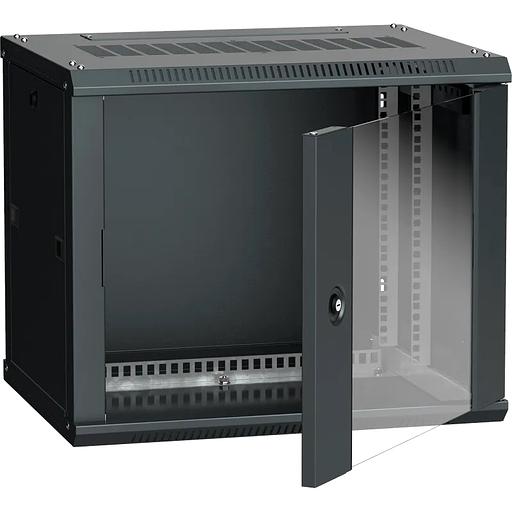 19" настенный шкаф 6U 600x450, стекл. передняя дверь, черный (плоск. упак) ITK LWR5-06U64-GF, 19" 6U фото 1