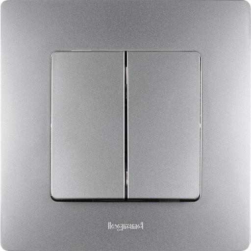 Выключатель двухклавишный, автоматические клеммы, Etika, 10AX, 250В~, алюминий Legrand 672402 фото 5