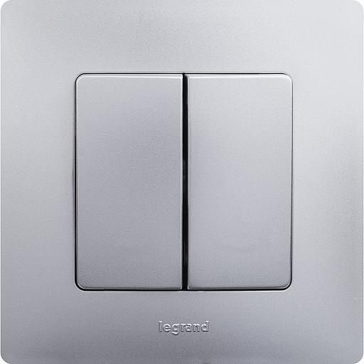 Выключатель двухклавишный, автоматические клеммы, Etika, 10AX, 250В~, алюминий Legrand 672402 фото 6