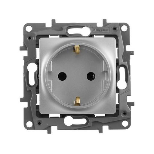 Розетка 2К+З, немецкий стандарт, винтовые зажимы, 16А, 250В~, Etika, алюминий Legrand 672421 фото 1