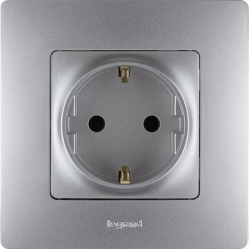 Розетка 2К+З, немецкий стандарт, винтовые зажимы, 16А, 250В~, Etika, алюминий Legrand 672421 фото 4