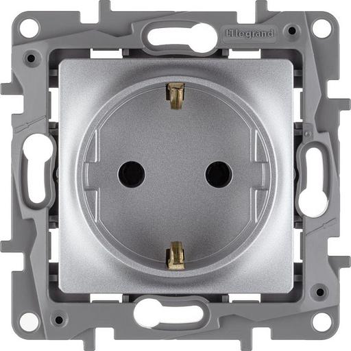 Розетка 2К+З, немецкий стандарт, винтовые зажимы, 16А, 250В~, Etika, алюминий Legrand 672421 фото 5