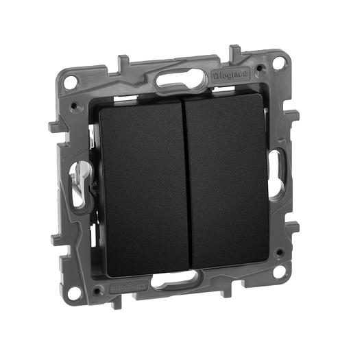 Выключатель двухклавишный, автоматические клеммы, Etika, 10AX, 250В~, антрацит Legrand 672602 фото 3