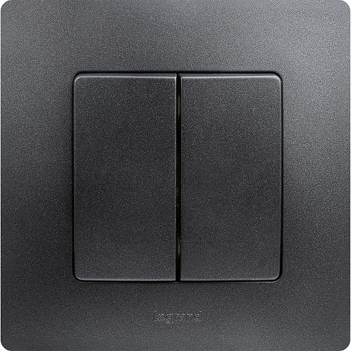 Выключатель двухклавишный, автоматические клеммы, Etika, 10AX, 250В~, антрацит Legrand 672602 фото 4
