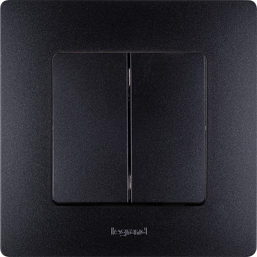 Выключатель двухклавишный, автоматические клеммы, Etika, 10AX, 250В~, антрацит Legrand 672602 фото 5