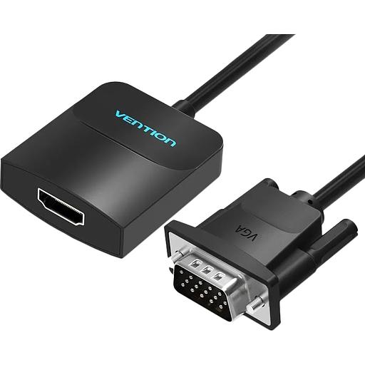 Мультимедиа конвертер Vention VGA + аудио > HDMI, гибкий, черный Мультимедиа конвертер Vention VGA M/HDMI F/mini Jack 3.5 mm F/micro USB 2.0 Type-B F (ACNBB) фото 1