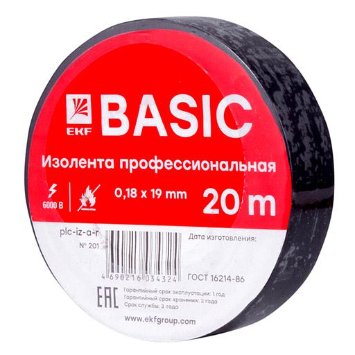 EKF plc-iz-a-b Изолента класс А (профессиональная) (0,18х19мм) (20м.) черная EKF PROxima фото 1