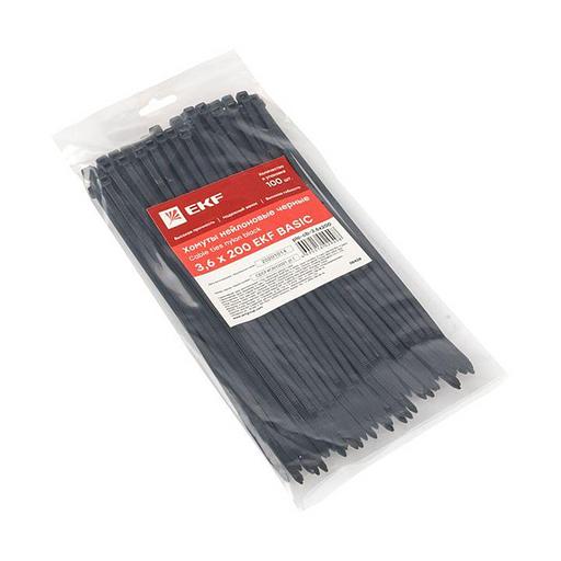 EKF plc-cb-3.6x200 Хомут нейлоновый черный (3,6х200) (100шт.) EKF Basic фото 2