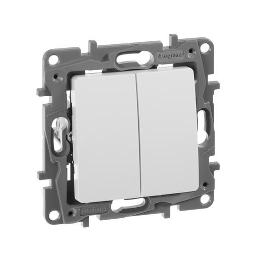 ETIKA Переключатель 2-клавишный, 10AX, бел. Legrand 672212 фото 3