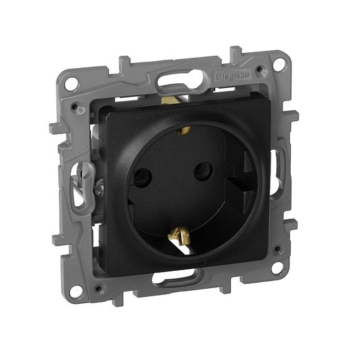 Розетка 2К+З, немецкий стандарт, винтовые зажимы, 16А, 250В~, Etika, антрацит Legrand 672621 фото 3