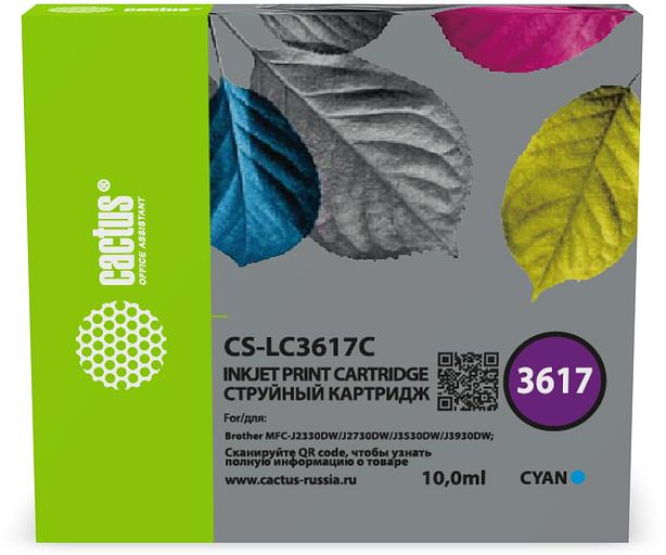 Картридж струйный Cactus CS-LC3617C черный (10мл) для Brother MFC-J2330DW/J2730DW/J3530DW/J3930DW фото 1