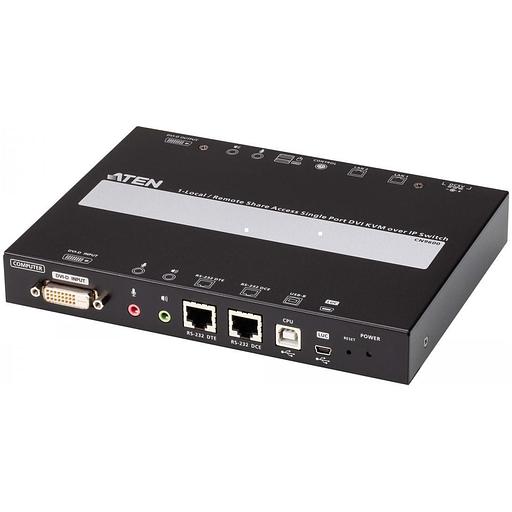 Удлинитель, KVM+DVI, управление по IP, Rackmount/Desktop, 10/100 Base-T, с KVM-шнурами PS2 1х1.2м.;USB 1x1.2м., TCP/IP, (Virtual Media;WIN98SE/ME/2000/XP/FREE-BSD/LINUX 7.0 или выше;1600x1200 60Hz;) ATEN CN9600 фото 1