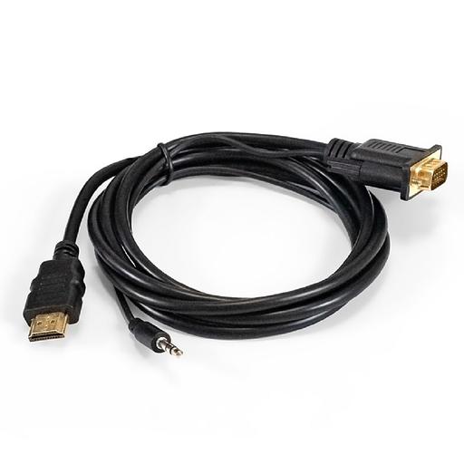 Exegate EX294719RUS Кабель-переходник HDMI-VGA ExeGate EX-HDMIM-VGAM-3.5JackS-1.8 (19M/15M+3.5mm Jack M, 1,8м) Преобразователь цифрового HDMI сигнала в VGA видео и стерео-аудио фото 1