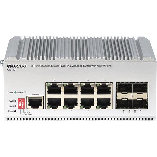 ORIGO OI3112/A1A Промышленный управляемый L2 коммутатор 8x1000Base-T, 4x1000Base-X SFP фото 1
