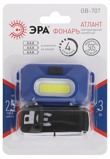 ЭРА Б0052749 Фонарь налобный светодиодный GB-707 на батарейках 3 режима 3 Вт COB 3хААА Атлант фото 2